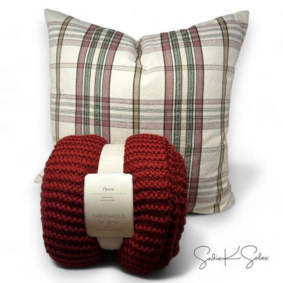 Woven Plaid Square Throw Pillow Gold - Threshold Studio McGee Christmas 2024 - Picture 5 of 6